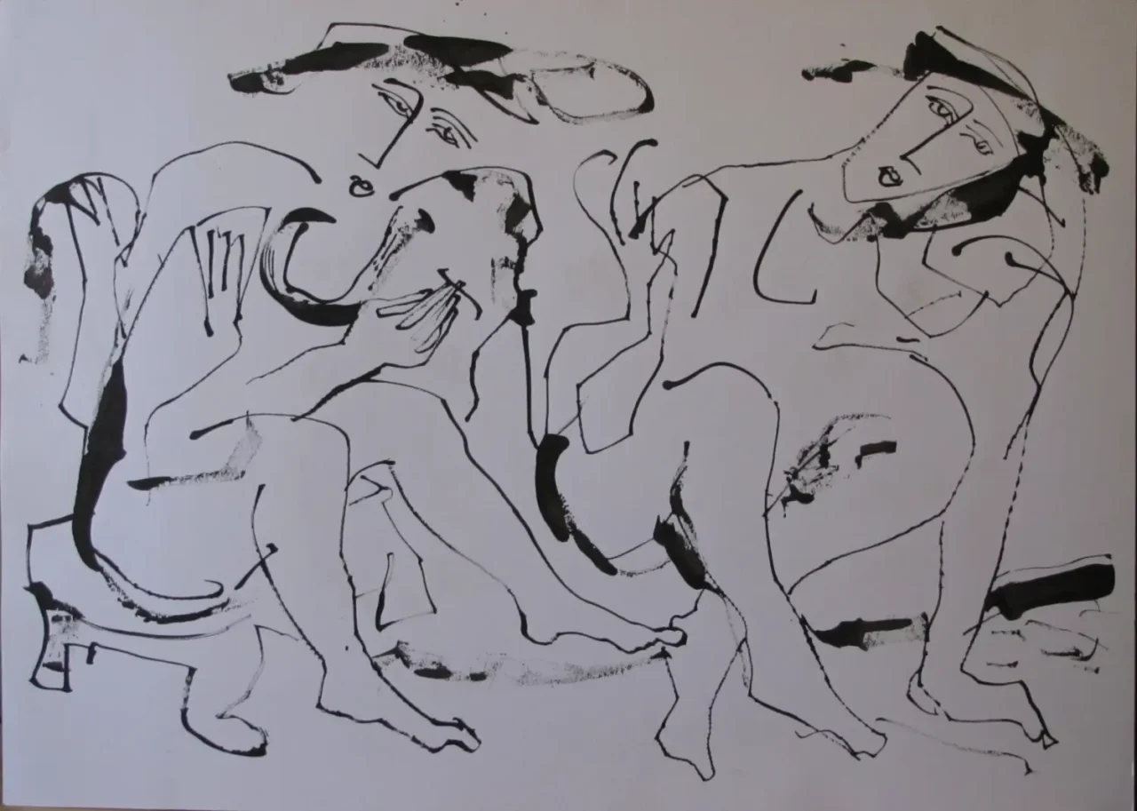 A little break - 50x70 cm ink on cardboard